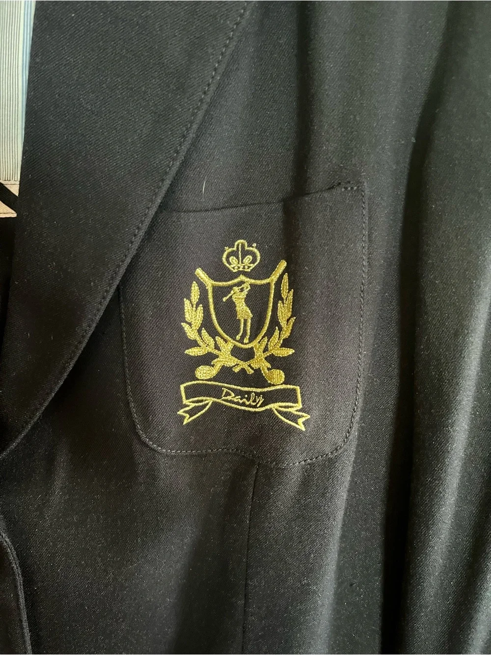 Daily Sports Navy Blazer with Gold Crest - Picture 2 of 7